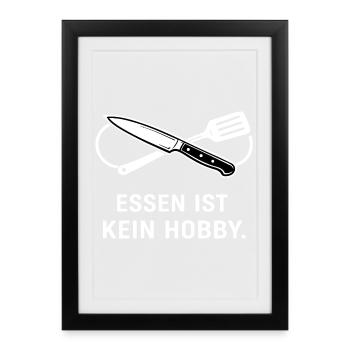 Manger n’est pas un passe-temps – Chemise de chef minimaliste - Affiche encadrée (27 × 37 cm) - noir - Devant