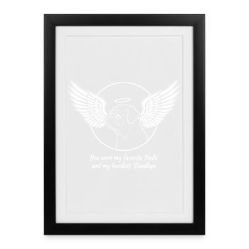 Pug Dog Cloud Angel Wings Farewell Mourning - Framed poster (27 × 37 cm) - black - Front