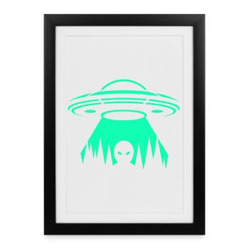 UFO Néon Abduction - Affiche encadrée (27 × 37 cm) - noir - Devant