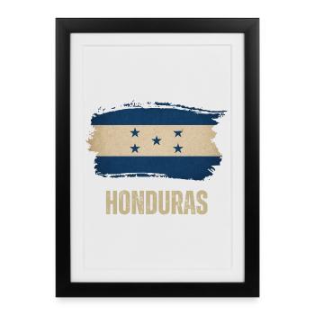 Drapeau du grunge hondurais, j’adore le Honduras - Affiche encadrée (27 × 37 cm) - noir - Devant