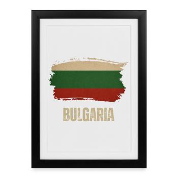 Drapeau grunge bulgare, j’adore la Bulgarie - Affiche encadrée (27 × 37 cm) - noir - Devant
