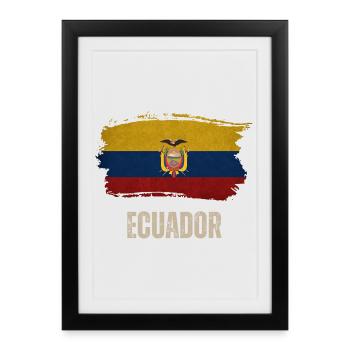Drapeau grunge de l’Équateur, j’adore l’Équateur - Affiche encadrée (27 × 37 cm) - noir - Devant