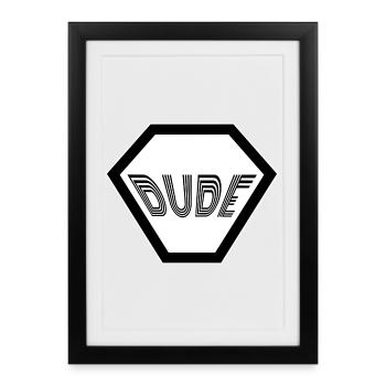 Mec Homme Rétro Homme Célibataire Type Mec - Affiche encadrée (27 × 37 cm) - noir - Devant
