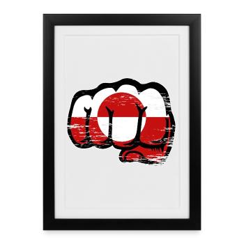 Greenland flag fist used - Framed poster (27 × 37 cm) - black - Front
