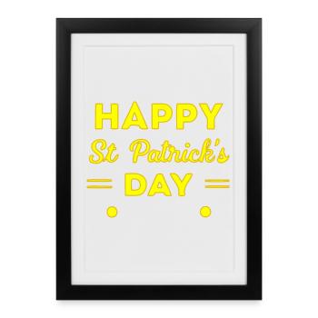 St. Patrick's Day Neon Yellow Happy Day - Framed poster (27 × 37 cm) - black - Front