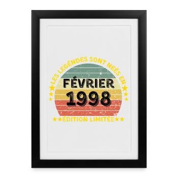 Legends born February 1998 limited edition - Framed poster (27 × 37 cm) - black - Front