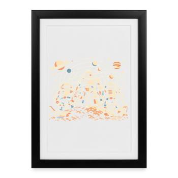 Astronauts on the orbital moon - Framed poster (27 × 37 cm) - black - Front
