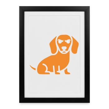 Dachshund Dog Flat Design - Framed poster (27 × 37 cm) - black - Front