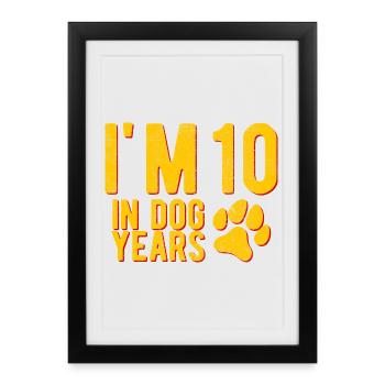 I'M 10 In Dog Years Circa 70 Years Funny Birthday - Framed poster (27 × 37 cm) - black - Front