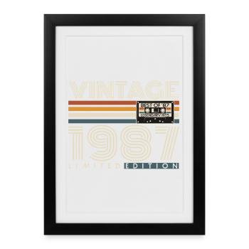 Vintage 1987 Retro Vintage Birthday Gift - Framed poster (27 × 37 cm) - black - Front