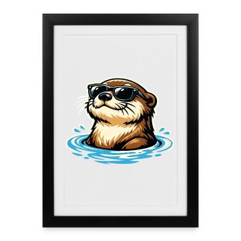 Otter Funny Animal Portrait Wild Animal Cool - Framed poster (27 × 37 cm) - black - Front