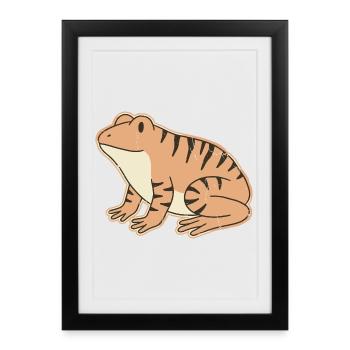 orange toad with retro stripes tabby stripes - Framed poster (27 × 37 cm) - black - Front