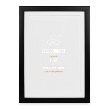 Cochonnet N'a Jamais Tort L'Art de Vivre Provençal - Affiche encadrée (27 × 37 cm) - noir - Devant