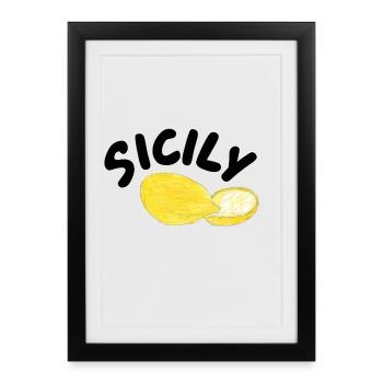 Sicily Lemons Illustration - Sicily - Framed poster (27 × 37 cm) - black - Front