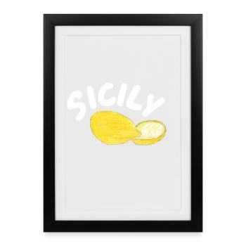 Sicily Lemons Illustration - Sicily - Framed poster (27 × 37 cm) - black - Front