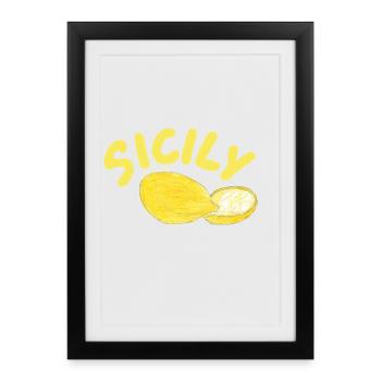 Sicily Lemons Illustration - Sicily - Framed poster (27 × 37 cm) - black - Front