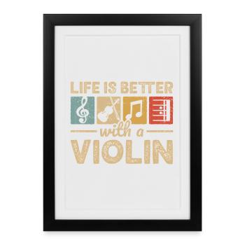 Violin Player Orchestra Musician Violinist - Framed poster (27 × 37 cm) - black - Front