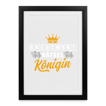 Kreuzworträtsel Königin Design / Rätsel Denksport - Gerahmtes Poster (27 × 37 cm) - Schwarz - Vorne