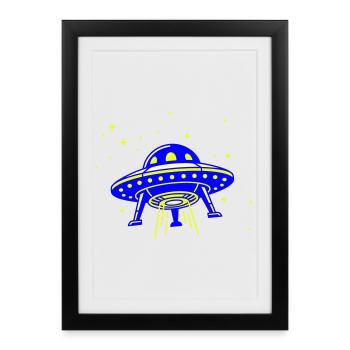 OVNI – Visite d’une autre galaxie - Affiche encadrée (27 × 37 cm) - noir - Devant