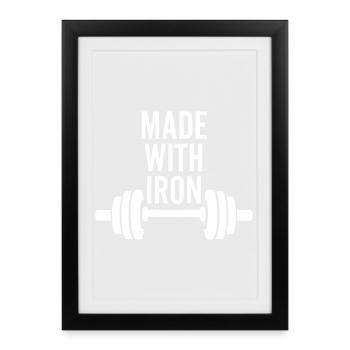Made With Iron Weightlifting - Framed poster (27 × 37 cm) - black - Front