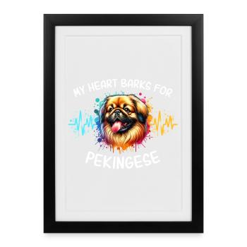 Ligne cardiaque pékinoise - Affiche encadrée (27 × 37 cm) - noir - Devant