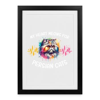 Persian Cat Heartline - Framed poster (27 × 37 cm) - black - Front