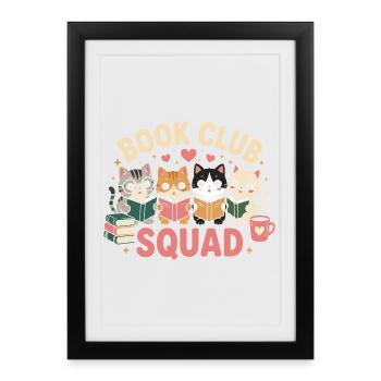 Escouade des chats du club de lecture - Affiche encadrée (27 × 37 cm) - noir - Devant