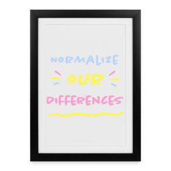 Normaliser nos différences - Inclusion TSA TDAH - Affiche encadrée (27 × 37 cm) - noir - Devant