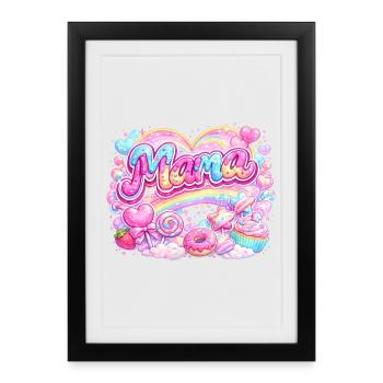 Mama Candy and Rainbow | Mom Gift - Framed poster (27 × 37 cm) - black - Front