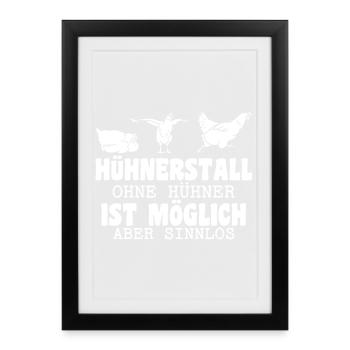 Hühnerflüsterer Huhn Hühnerhalter Hühner - Gerahmtes Poster (27 × 37 cm) - Schwarz - Vorne