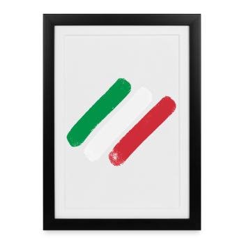 Drapeau italien - Bandes - Affiche encadrée (27 × 37 cm) - noir - Devant