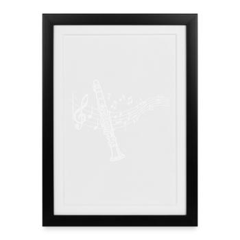 Klarinette Noten Klarinettist Musiker - Gerahmtes Poster (27 × 37 cm) - Schwarz - Vorne