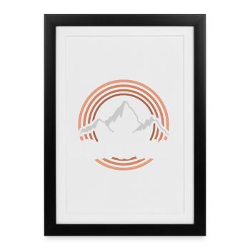 Grimming Mountain Panorama Retro Sunrise - Affiche encadrée (27 × 37 cm) - noir - Devant