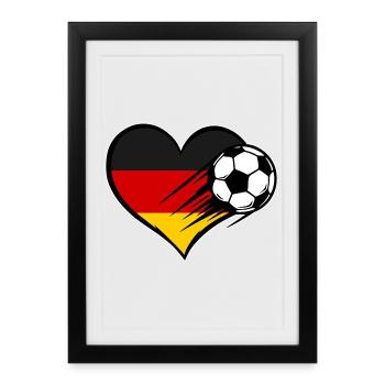 Germany Flag Football with Heart - Framed poster (27 × 37 cm) - black - Front