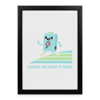 Batterie du E-Bike Kawaii prête à être détruite - Affiche encadrée (27 × 37 cm) - noir - Devant