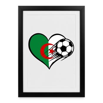 Flag Football Algérien avec cœur - Affiche encadrée (27 × 37 cm) - noir - Devant
