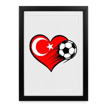 Turkey Flag Football with Heart - Framed poster (27 × 37 cm) - black - Front