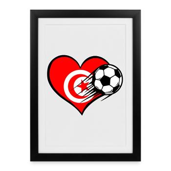 Tunisie Flag Football avec Cœur - Affiche encadrée (27 × 37 cm) - noir - Devant