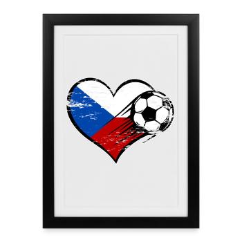 Flag football de la République tchèque avec le cœur utilisé - Affiche encadrée (27 × 37 cm) - noir - Devant