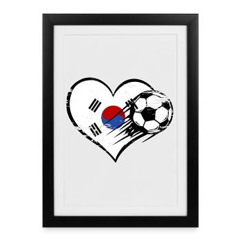 Flag football sud-coréen avec le cœur utilisé - Affiche encadrée (27 × 37 cm) - noir - Devant