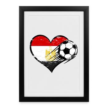 Egypt flag football with heart used - Framed poster (27 × 37 cm) - black - Front