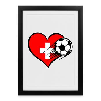 Flag Football suisse avec cœur - Affiche encadrée (27 × 37 cm) - noir - Devant