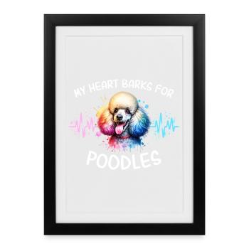 Poodle Heart Line - Framed poster (27 × 37 cm) - black - Front