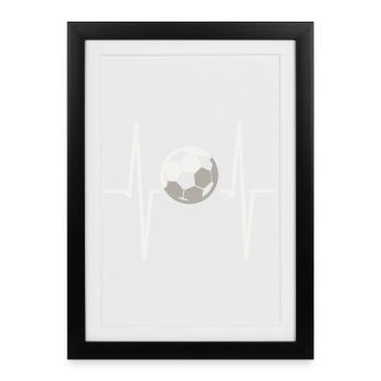 Football Heart Rate ECG Heart Rate Monitor Football Fan - Framed poster (27 × 37 cm) - black - Front