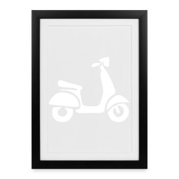 Scooter White Bike Biker Cadeau - Affiche encadrée (27 × 37 cm) - noir - Devant