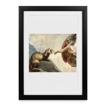 Le mème du furet bat le furet de la main de Dieu - Affiche encadrée (27 × 37 cm) - noir - Devant