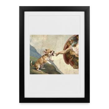 Dog God Hand Chihuahua Dogs meme - Framed poster (27 × 37 cm) - black - Front