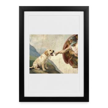 Dog God Hand Labrador Dogs meme - Framed poster (27 × 37 cm) - black - Front