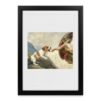 Dog God Hand Beagle Dog meme - Framed poster (27 × 37 cm) - black - Front