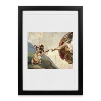 Dog God Hand French Bulldog Dog meme - Framed poster (27 × 37 cm) - black - Front